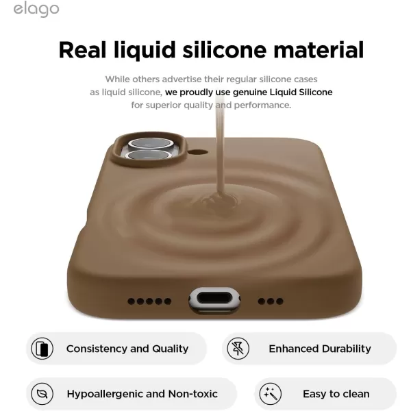 imageelago Compatible with iPhone 16 Case Premium Liquid Silicone Case Full Body Protective Cover Shockproof Slim Phone Case AntiScratch Soft Microfiber Lining 61 inch Alpine GreenBrown