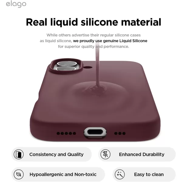 imageelago Compatible with iPhone 16 Case Premium Liquid Silicone Case Full Body Protective Cover Shockproof Slim Phone Case AntiScratch Soft Microfiber Lining 61 inch Alpine GreenBurgundy