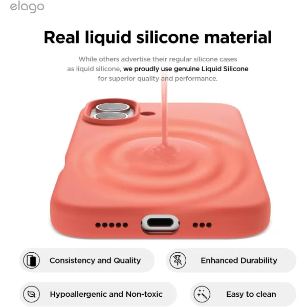 imageelago Compatible with iPhone 16 Case Premium Liquid Silicone Case Full Body Protective Cover Shockproof Slim Phone Case AntiScratch Soft Microfiber Lining 61 inch Alpine GreenPomelo Pink