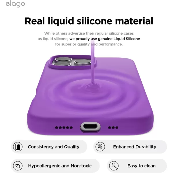 imageelago Compatible with iPhone 16 Pro Max Case Premium Liquid Silicone Case Full Body Protective Cover Shockproof Slim Phone Case AntiScratch Soft Microfiber Lining 69 inch PurpleNeon Purple