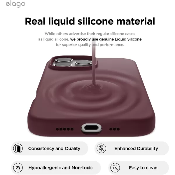 imageelago Compatible with iPhone 16 Pro Max Case Premium Liquid Silicone Case Full Body Protective Cover Shockproof Slim Phone Case AntiScratch Soft Microfiber Lining 69 inch PurpleBurgundy