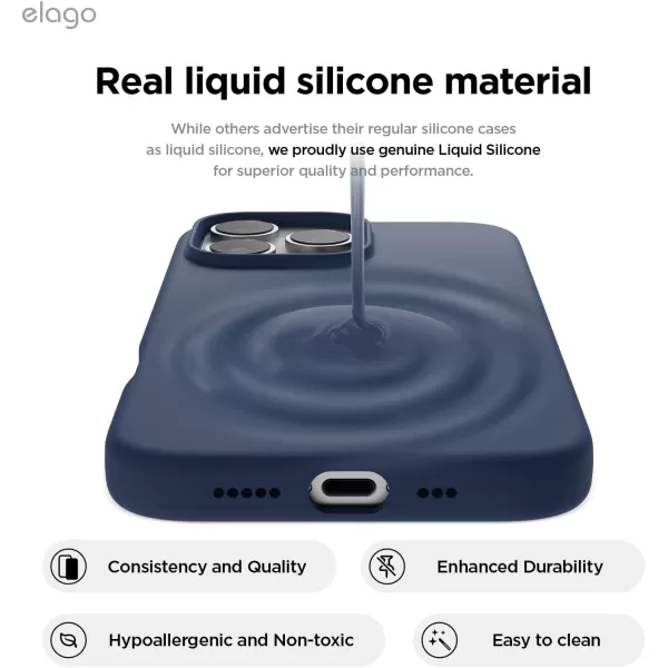 imageelago Compatible with iPhone 16 Pro Max Case Premium Liquid Silicone Case Full Body Protective Cover Shockproof Slim Phone Case AntiScratch Soft Microfiber Lining 69 inch PurpleJean Indigo