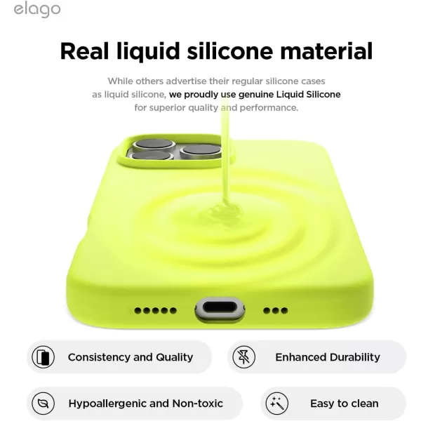 imageelago Compatible with iPhone 16 Pro Max Case Premium Liquid Silicone Case Full Body Protective Cover Shockproof Slim Phone Case AntiScratch Soft Microfiber Lining 69 inch PurpleNeon Yellow