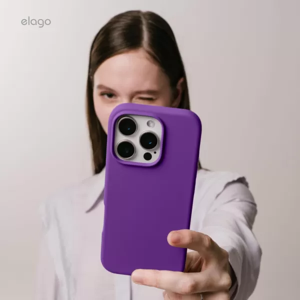 imageelago Compatible with iPhone 16 Pro Max Case Premium Liquid Silicone Case Full Body Protective Cover Shockproof Slim Phone Case AntiScratch Soft Microfiber Lining 69 inch PurpleNeon Purple