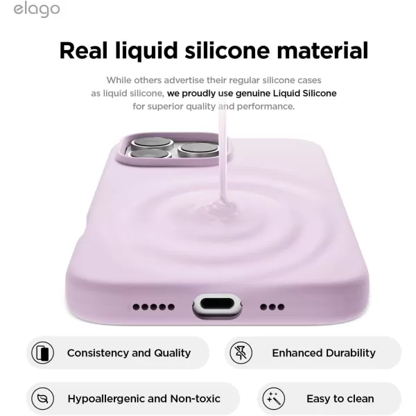 imageelago Compatible with iPhone 16 Pro Max Case Premium Liquid Silicone Case Full Body Protective Cover Shockproof Slim Phone Case AntiScratch Soft Microfiber Lining 69 inch PurpleLight Lilac