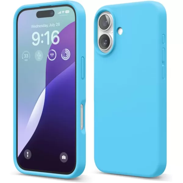 imageelago Compatible with iPhone 16 Case Premium Liquid Silicone Case Full Body Protective Cover Shockproof Slim Phone Case AntiScratch Soft Microfiber Lining 61 inch Alpine GreenOcean Blue