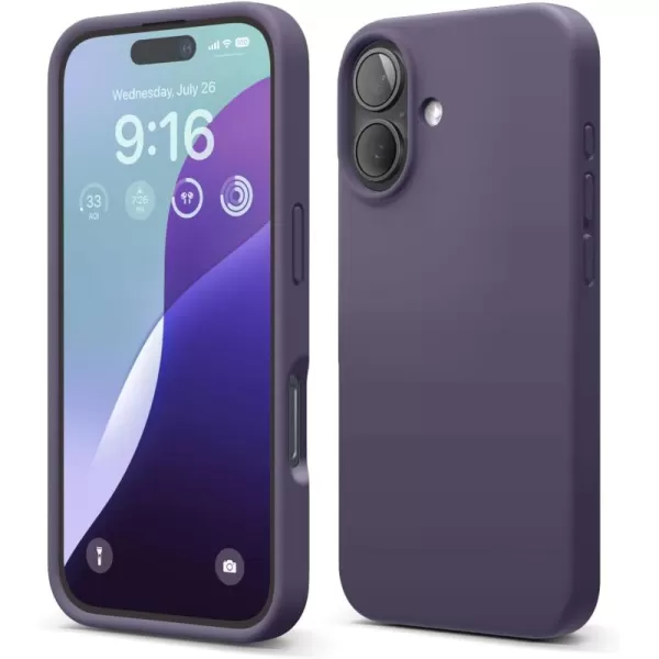 imageelago Compatible with iPhone 16 Case Premium Liquid Silicone Case Full Body Protective Cover Shockproof Slim Phone Case AntiScratch Soft Microfiber Lining 61 inch Alpine GreenDeep Purple