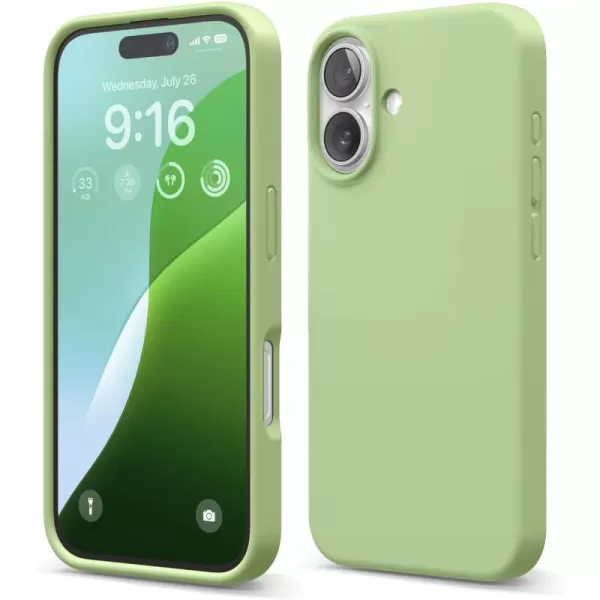 imageelago Compatible with iPhone 16 Case Premium Liquid Silicone Case Full Body Protective Cover Shockproof Slim Phone Case AntiScratch Soft Microfiber Lining 61 inch Alpine GreenPastel Green