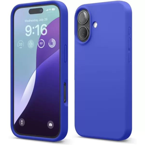 imageelago Compatible with iPhone 16 Case Premium Liquid Silicone Case Full Body Protective Cover Shockproof Slim Phone Case AntiScratch Soft Microfiber Lining 61 inch Alpine GreenCobalt Blue