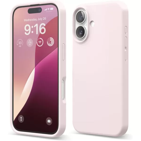 imageelago Compatible with iPhone 16 Case Premium Liquid Silicone Case Full Body Protective Cover Shockproof Slim Phone Case AntiScratch Soft Microfiber Lining 61 inch Alpine GreenLovely Pink