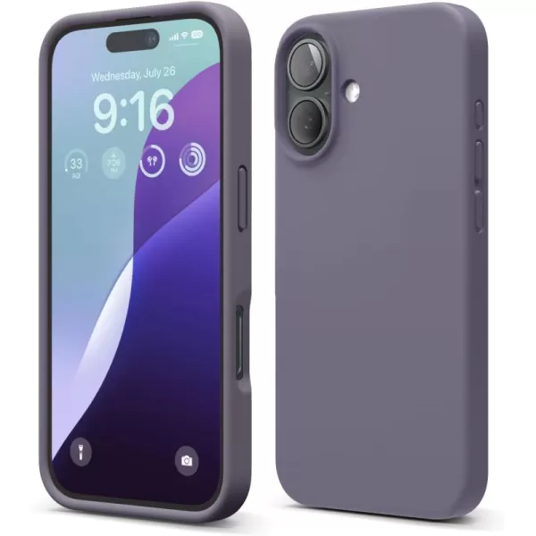 imageelago Compatible with iPhone 16 Case Premium Liquid Silicone Case Full Body Protective Cover Shockproof Slim Phone Case AntiScratch Soft Microfiber Lining 61 inch Alpine GreenDeep Lavender