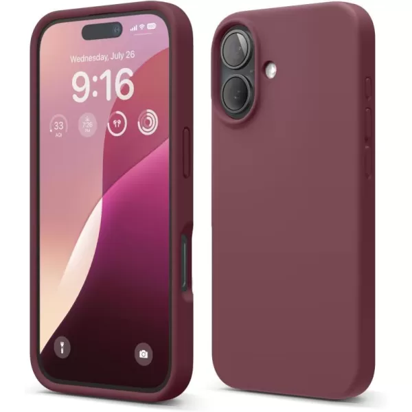 imageelago Compatible with iPhone 16 Case Premium Liquid Silicone Case Full Body Protective Cover Shockproof Slim Phone Case AntiScratch Soft Microfiber Lining 61 inch Alpine GreenBurgundy