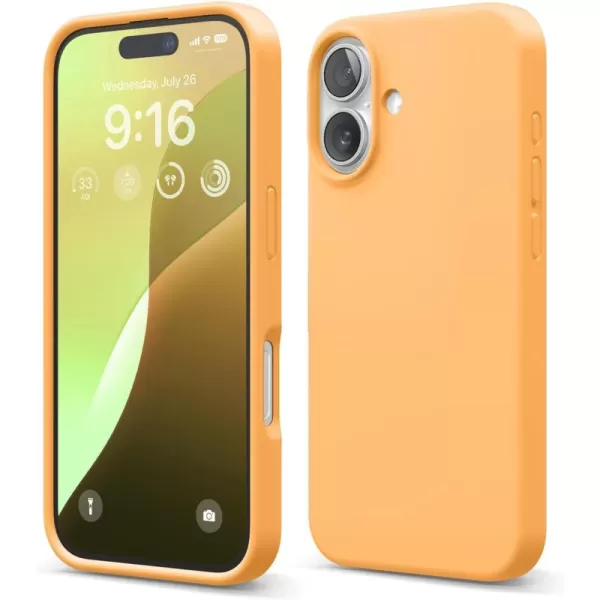 imageelago Compatible with iPhone 16 Case Premium Liquid Silicone Case Full Body Protective Cover Shockproof Slim Phone Case AntiScratch Soft Microfiber Lining 61 inch Alpine GreenOrange