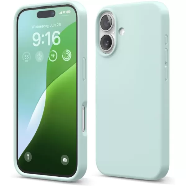 imageelago Compatible with iPhone 16 Case Premium Liquid Silicone Case Full Body Protective Cover Shockproof Slim Phone Case AntiScratch Soft Microfiber Lining 61 inch Alpine GreenMint