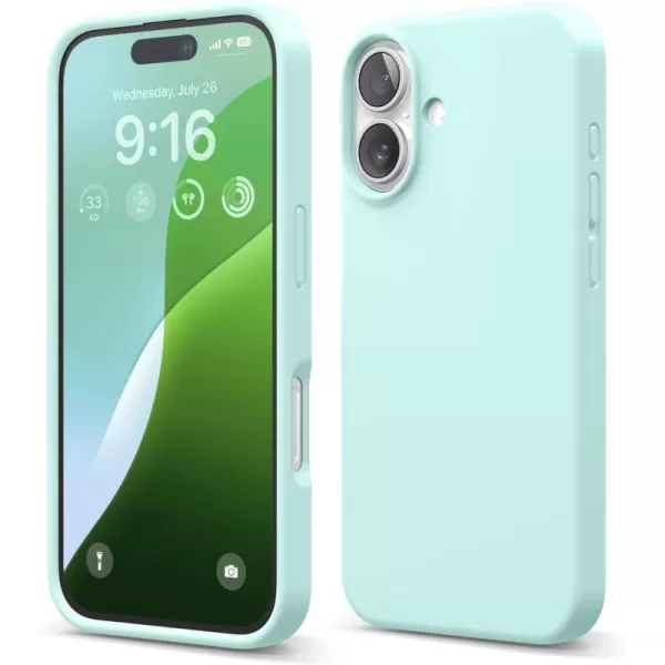 imageelago Compatible with iPhone 16 Case Premium Liquid Silicone Case Full Body Protective Cover Shockproof Slim Phone Case AntiScratch Soft Microfiber Lining 61 inch Alpine GreenAqua Sky