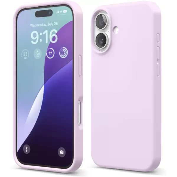 imageelago Compatible with iPhone 16 Case Premium Liquid Silicone Case Full Body Protective Cover Shockproof Slim Phone Case AntiScratch Soft Microfiber Lining 61 inch Alpine GreenLight Lilac