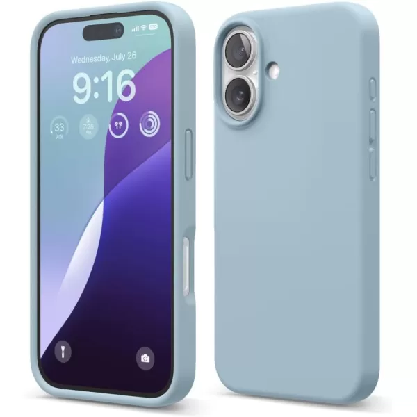 imageelago Compatible with iPhone 16 Case Premium Liquid Silicone Case Full Body Protective Cover Shockproof Slim Phone Case AntiScratch Soft Microfiber Lining 61 inch Alpine GreenSky Blue