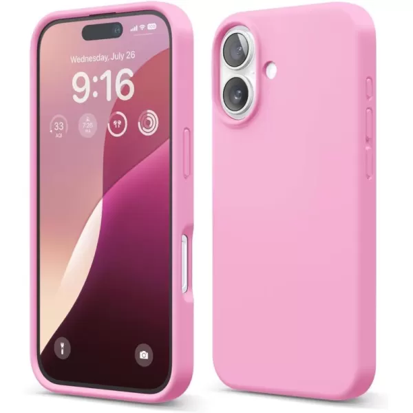 imageelago Compatible with iPhone 16 Case Premium Liquid Silicone Case Full Body Protective Cover Shockproof Slim Phone Case AntiScratch Soft Microfiber Lining 61 inch Alpine GreenHot Pink