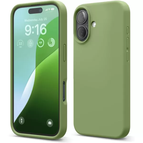 imageelago Compatible with iPhone 16 Case Premium Liquid Silicone Case Full Body Protective Cover Shockproof Slim Phone Case AntiScratch Soft Microfiber Lining 61 inch Alpine GreenCedar Green