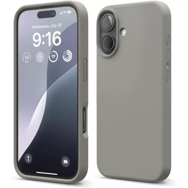 imageelago Compatible with iPhone 16 Case Premium Liquid Silicone Case Full Body Protective Cover Shockproof Slim Phone Case AntiScratch Soft Microfiber Lining 61 inch Alpine GreenMedium Grey