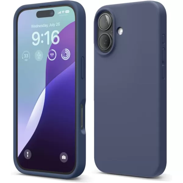 imageelago Compatible with iPhone 16 Case Premium Liquid Silicone Case Full Body Protective Cover Shockproof Slim Phone Case AntiScratch Soft Microfiber Lining 61 inch Alpine GreenJean Indigo