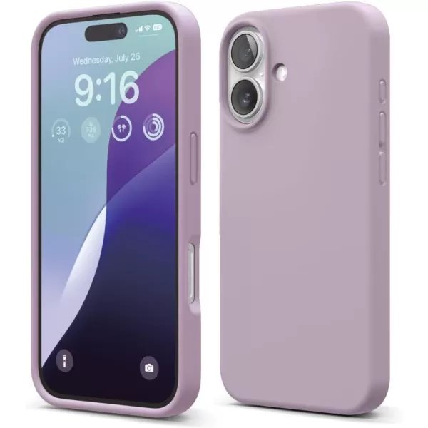 imageelago Compatible with iPhone 16 Case Premium Liquid Silicone Case Full Body Protective Cover Shockproof Slim Phone Case AntiScratch Soft Microfiber Lining 61 inch Alpine GreenSoft Purple