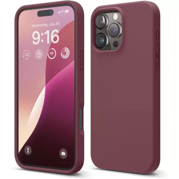 imageelago Compatible with iPhone 16 Pro Max Case Premium Liquid Silicone Case Full Body Protective Cover Shockproof Slim Phone Case AntiScratch Soft Microfiber Lining 69 inch PurpleBurgundy