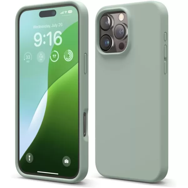 imageelago Compatible with iPhone 16 Pro Max Case Premium Liquid Silicone Case Full Body Protective Cover Shockproof Slim Phone Case AntiScratch Soft Microfiber Lining 69 inch PurpleKhaki Green