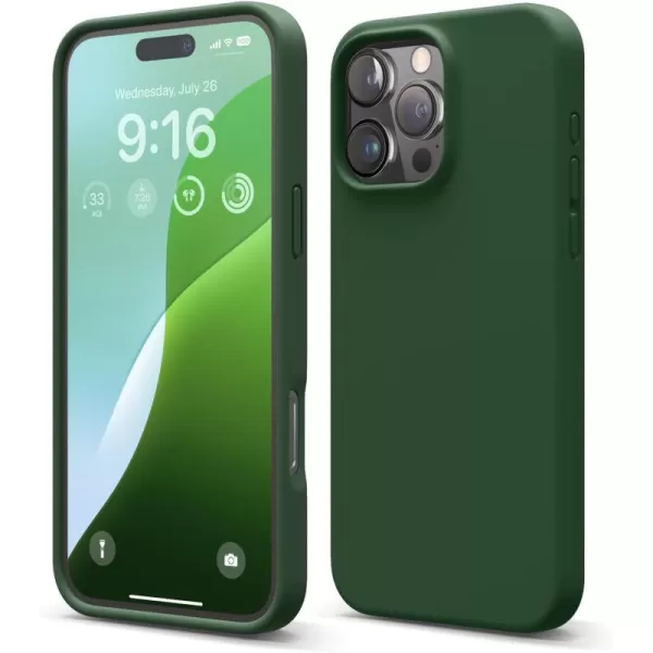 imageelago Compatible with iPhone 16 Pro Max Case Premium Liquid Silicone Case Full Body Protective Cover Shockproof Slim Phone Case AntiScratch Soft Microfiber Lining 69 inch PurpleAlpine Green