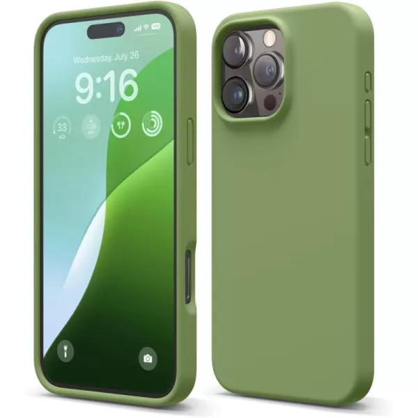 imageelago Compatible with iPhone 16 Pro Max Case Premium Liquid Silicone Case Full Body Protective Cover Shockproof Slim Phone Case AntiScratch Soft Microfiber Lining 69 inch PurpleCedar Green