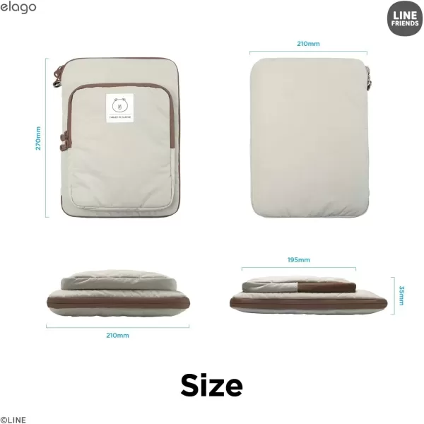 imageelago  LINE Friends Tablet PC Sleeve Compatible with iPad Air 5th 109 inch 2022 iPad Pro 11 inch 321 20212018 iPad987 102 iPad Air 4 109Air 3 105iPad 97 Brown CONYCONY