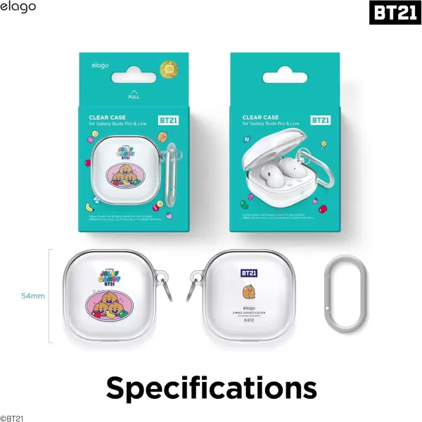 imageelago BT21 Case Compatible with Samsung Galaxy Buds 2 Pro Case 2022  Galaxy Buds 2 Case 2021  Galaxy Buds Pro Case 2021  Galaxy Buds Live Case 2020 Official Merchandise CookySHOOKY