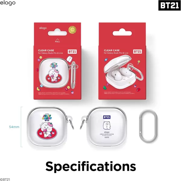 imageelago BT21 Case Compatible with Samsung Galaxy Buds 2 Pro Case 2022  Galaxy Buds 2 Case 2021  Galaxy Buds Pro Case 2021  Galaxy Buds Live Case 2020 Official Merchandise CookyRJ