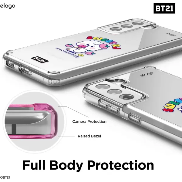 imageelago BT21 Case Compatible with Samsung Galaxy S21 Case  Raised Lip Screen ampamp Camera Protection Shockproof Bumper Cover Protective Case Official Merchandise CookyRJ