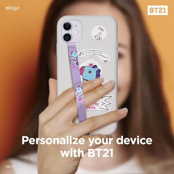 imageelago BT21 Phone Strap with Stickers Phone Loop Phone Grip Compatible with All Smartphone Cases Double Sided Design Compatible with MagSafe Official Merchandise MANGMANG