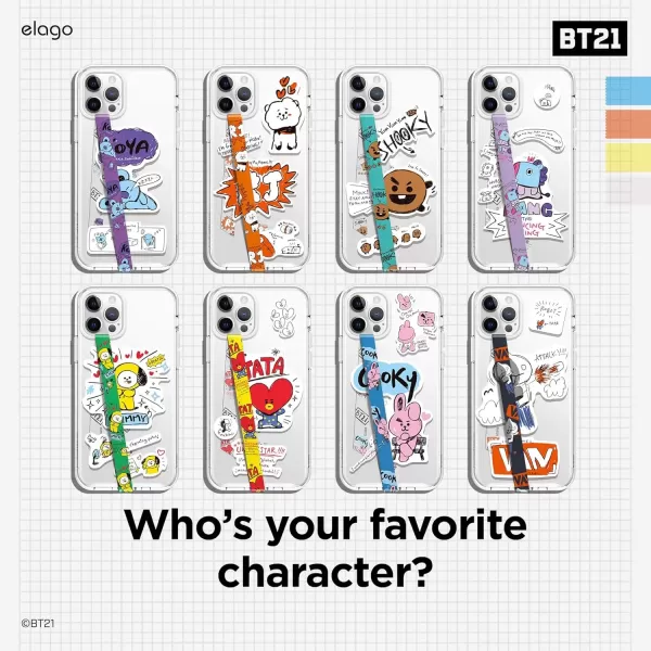 imageelago BT21 Phone Strap with Stickers Phone Loop Phone Grip Compatible with All Smartphone Cases Double Sided Design Compatible with MagSafe Official Merchandise MANGMANG