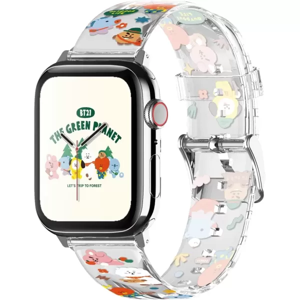 imageelago BT21 The Green Planet Band Compatible with Apple Watch Band 38mm 40mm 41mm 42mm 44mm 45mm 49mm compatible with iWatch Series Ultra2UltraSE9876SE54321 Soft Protective Strap Official MerchandiseCamping