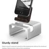 imageelago M3 Stand SilverAuthentic Walnut  Premium AluminumHybrid DesignOptimal Angle  for All iPhones iPad Mini Galaxy and Other SmartphonesM3 Stand Silver