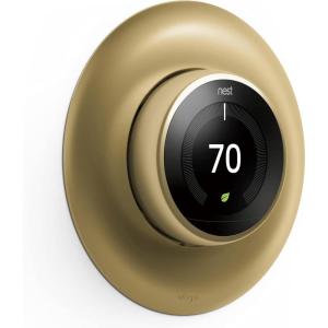 imageelago Wall Plate Cover Designed for Google Nest Learning Thermostat Matte Black  Compatible with Nest Learning Thermostat 1st2nd3rd Generation Not with 2020 Model US Patent RegisteredBrass