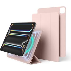 imageelago Magnetic Folio Case for iPad Pro 11 inch Cover M4  Back Plate can be Attached to Metal Materials WakeSleep functionality Compatible with Apple Pencil 2 Dark GreySand Pink