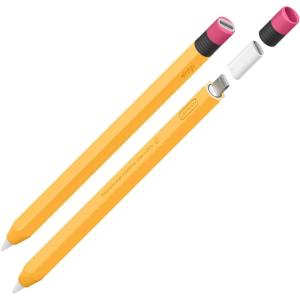 imageelago Classic Pencil Case Compatible with Apple Pencil 1st Generation and Lightning Adapter Adapter Not Included Protective Silicone Skin Cover Sleeve Yellow