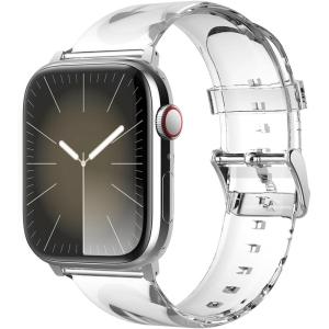 imageelago Clear Band Compatible with Apple Watch Band Ultra2UltraSE10987654321 Compatible with iWatch 38mm 40mm 42mm 44mm 45mm 46mm 49mm  Transparent Protective Band Watch Strap Connector IncludedM Size