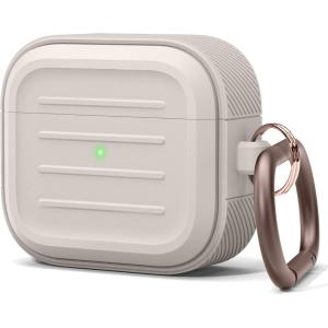 imageelago Armor Case Compatible with AirPods 3rd Generation Case  Compatible with AirPods 3 Case Carabiner Included Supports Wireless Charging Shock Resistant Easily Cleaned Full Protection BlackStone
