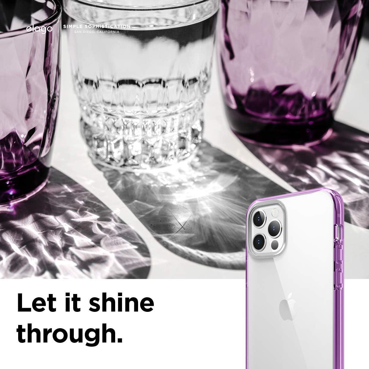 imageelago Hybrid Clear Case Designed for iPhone 12 Case ampamp Designed for iPhone 12 Pro Case 61quot Reduced Yellowing Durable PC Back Flexible Bumper Shockproof Cover Case Mint GreenLavender
