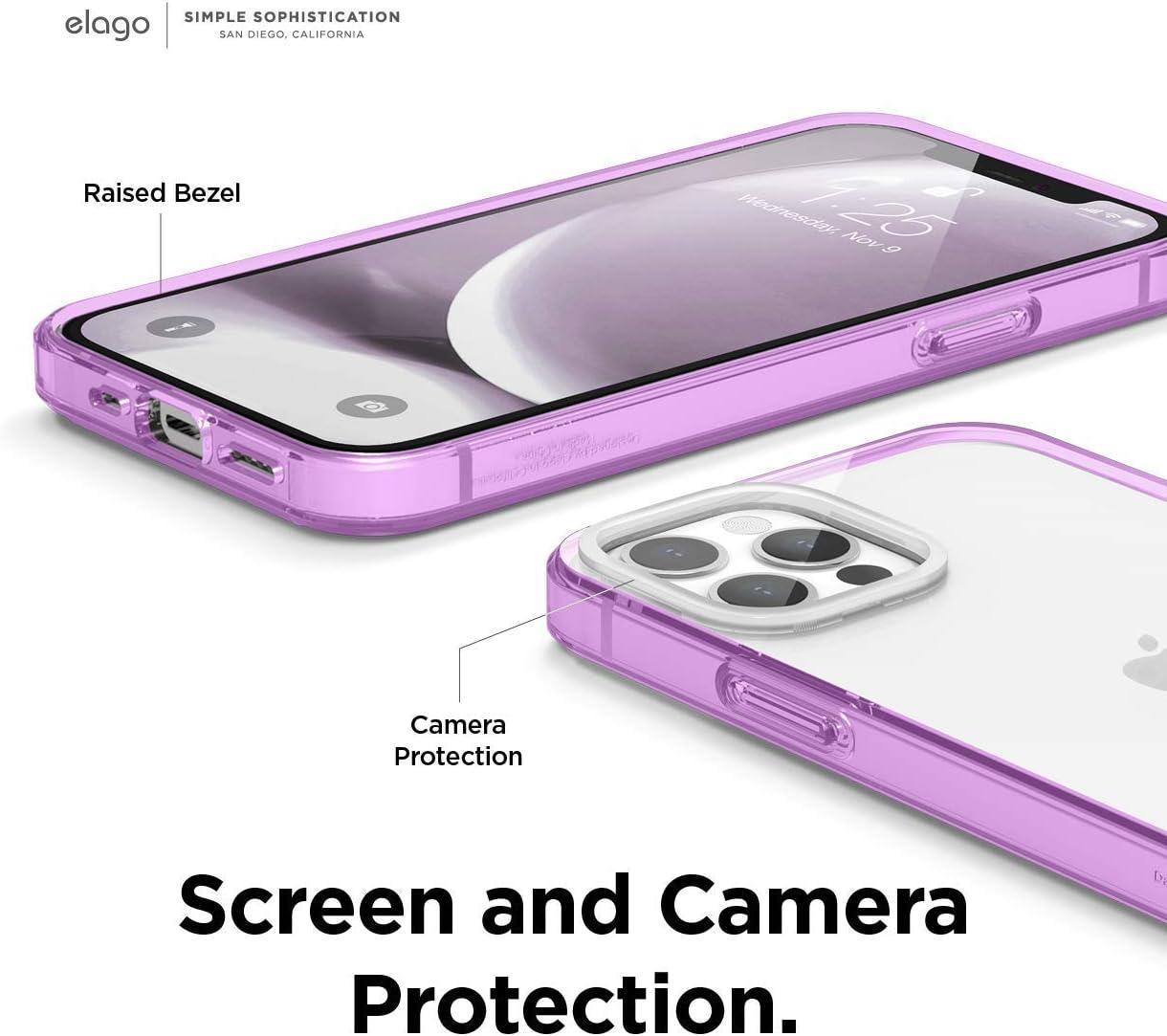 imageelago Hybrid Clear Case Designed for iPhone 12 Case ampamp Designed for iPhone 12 Pro Case 61quot Reduced Yellowing Durable PC Back Flexible Bumper Shockproof Cover Case Mint GreenLavender
