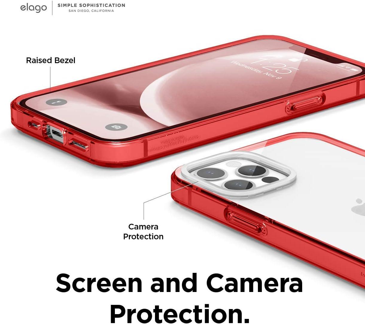 imageelago Hybrid Clear Case Designed for iPhone 12 Case ampamp Designed for iPhone 12 Pro Case 61quot Reduced Yellowing Durable PC Back Flexible Bumper Shockproof Cover Case Mint GreenRed