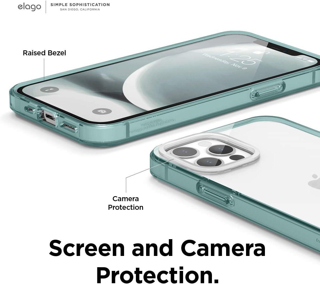 imageelago Hybrid Clear Case Designed for iPhone 12 Case ampamp Designed for iPhone 12 Pro Case 61quot Reduced Yellowing Durable PC Back Flexible Bumper Shockproof Cover Case Mint GreenMint Green
