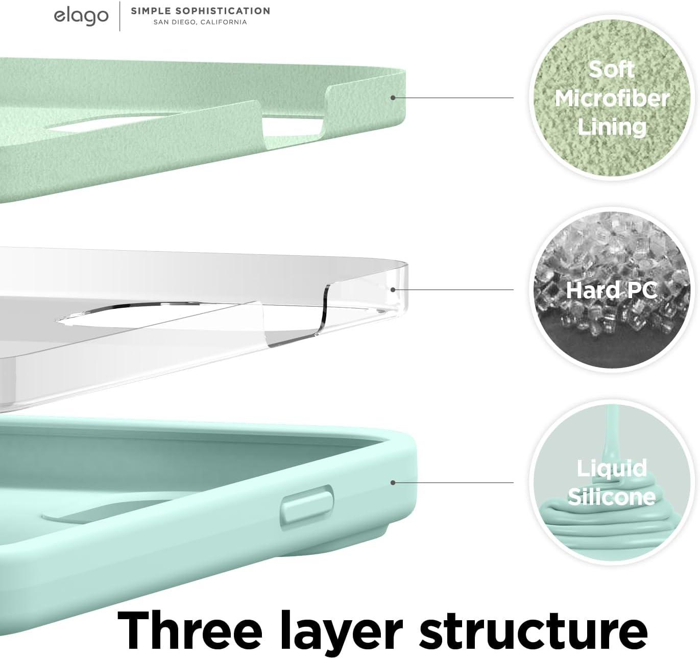 imageelago Liquid Silicone Case Compatible with iPhone 13 61 inchPremium Silicone Full Body Protection  3 Layer Shockproof Phone Case Microfiber LiningAquatic Sky