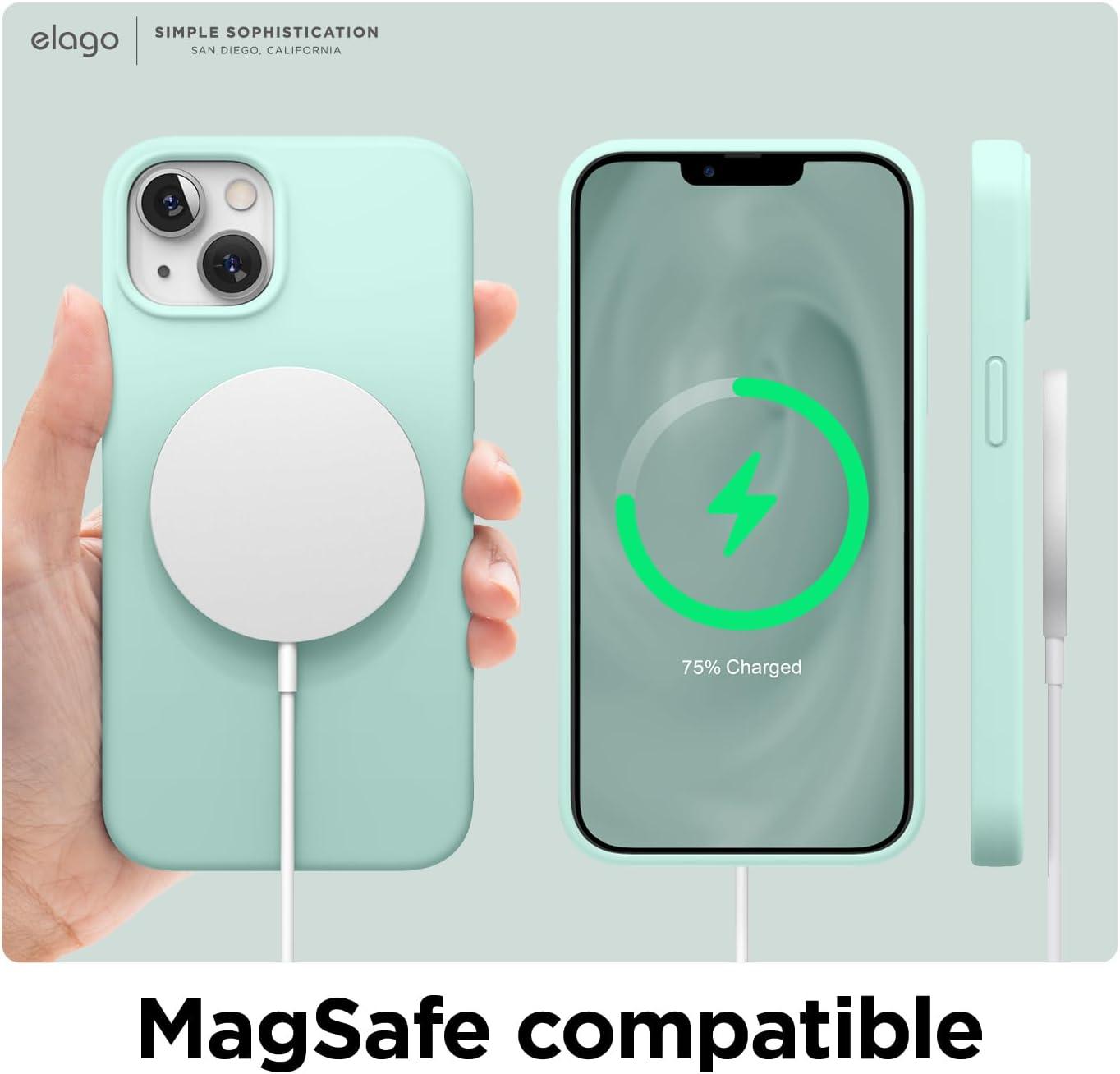imageelago Liquid Silicone Case Compatible with iPhone 13 61 inchPremium Silicone Full Body Protection  3 Layer Shockproof Phone Case Microfiber LiningAquatic Sky