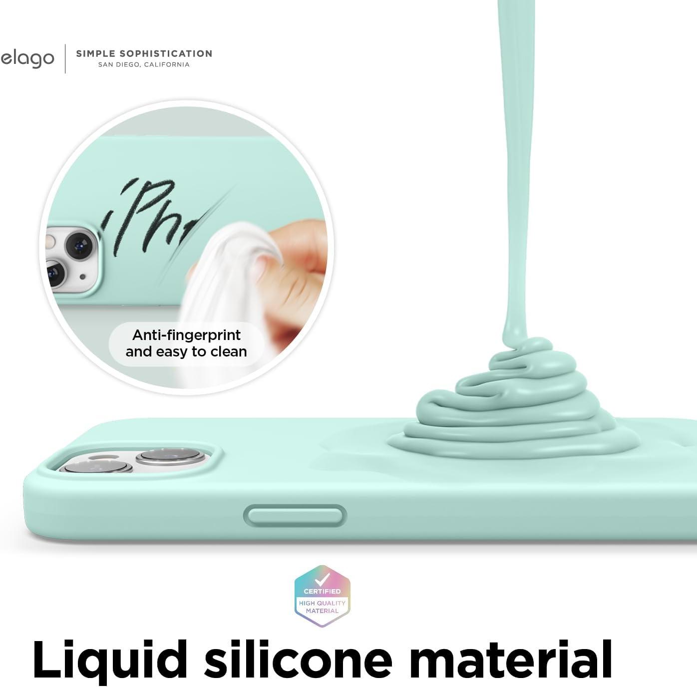 imageelago Liquid Silicone Case Compatible with iPhone 13 61 inchPremium Silicone Full Body Protection  3 Layer Shockproof Phone Case Microfiber LiningAquatic Sky
